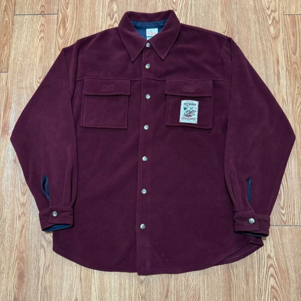 Vintage 90s‎ Disney Store Mickey Outdoors Safari Fleece Button Shirt